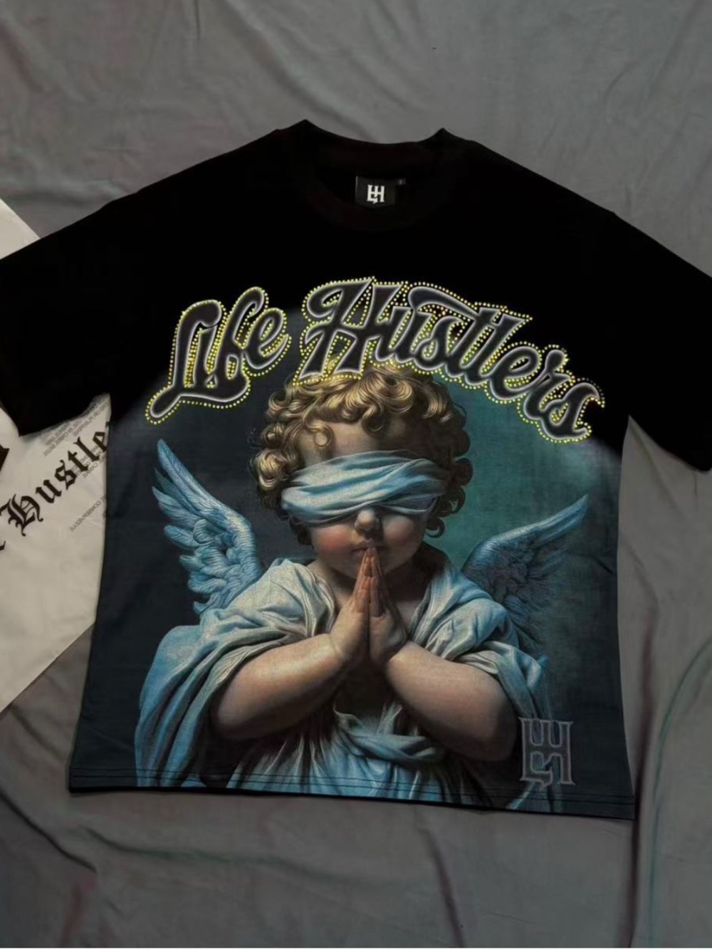 Hustler Hollywood Black Long Sleeve Angel Graphic Tee